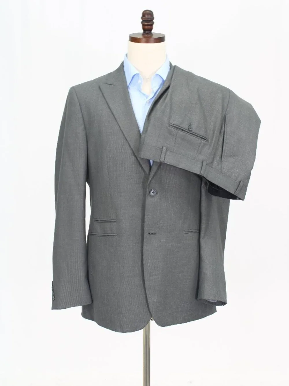 J. Ferrar 40L 33x34 Gray Full Suit 2-Button Solid R944